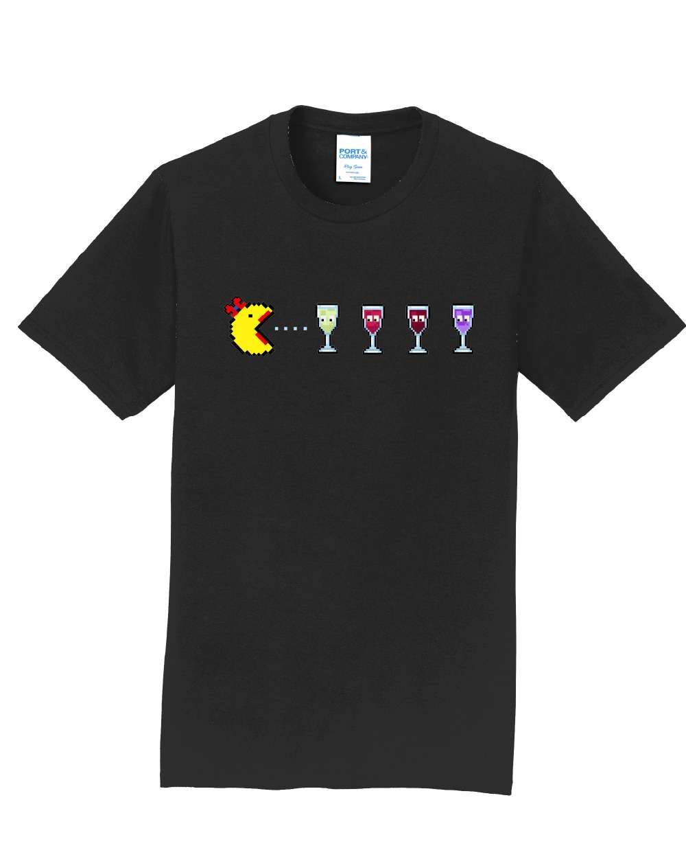Ms Pac-Man Chasing Wine Ghost Funny Drinking Shirt - Image 3
