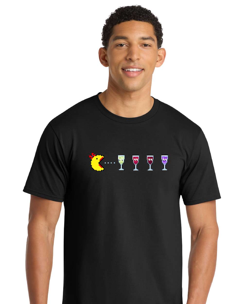 Ms Pac-Man Chasing Wine Ghost Funny Drinking Shirt - Image 2